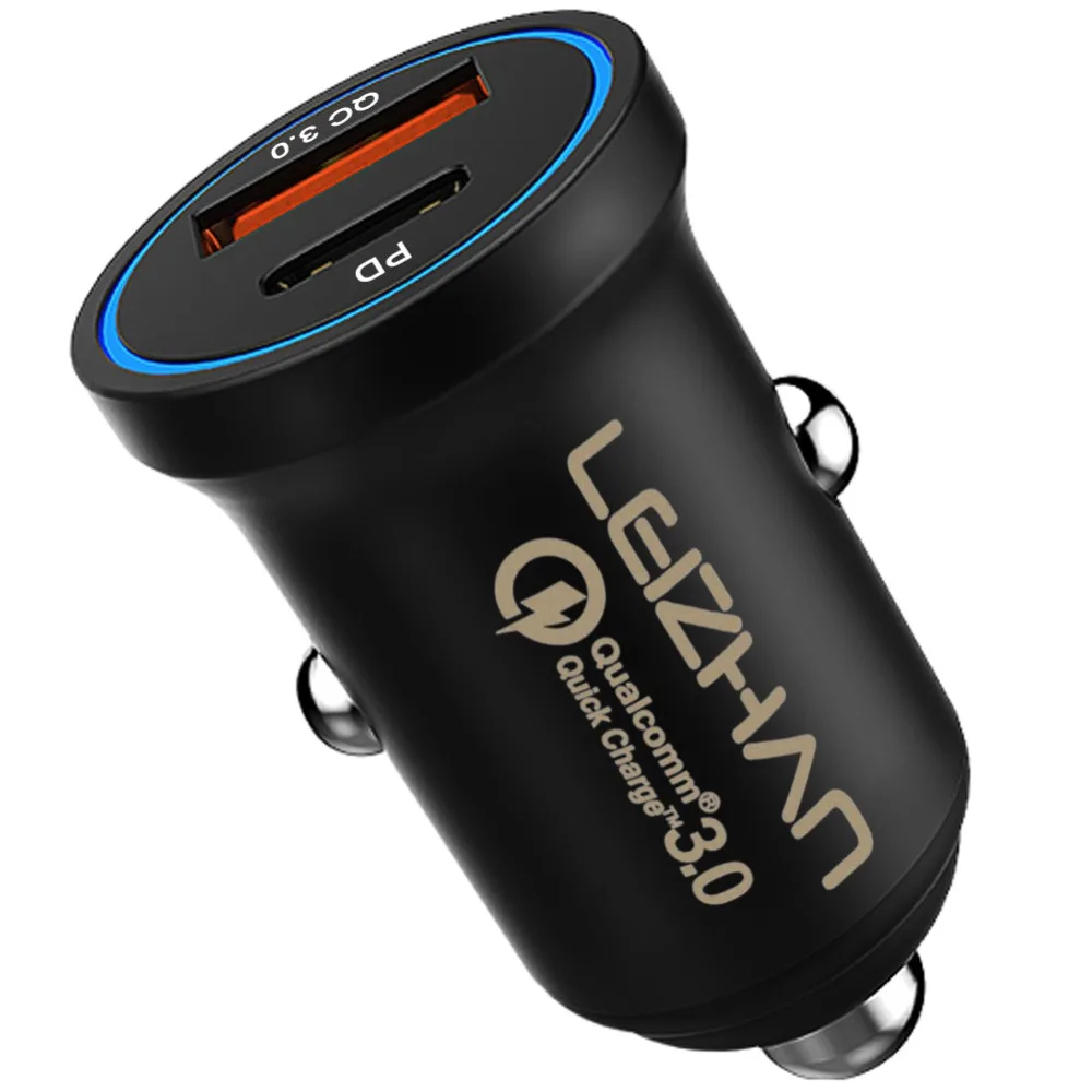 LEIZHAN USB PD автомобильное зарядное устройство Тип C Быстрая доставка авто QC3.0 для iPhone