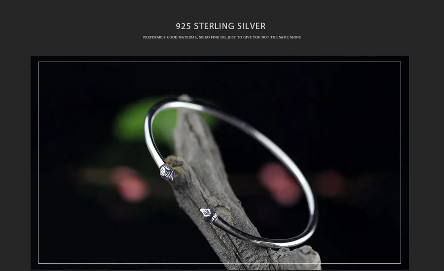 100% 925 Sterling Silver Bracelets & Bangles For Women Simple Plant Lotus Lover Bracelet Jewelry Female Valentine's Day SB63