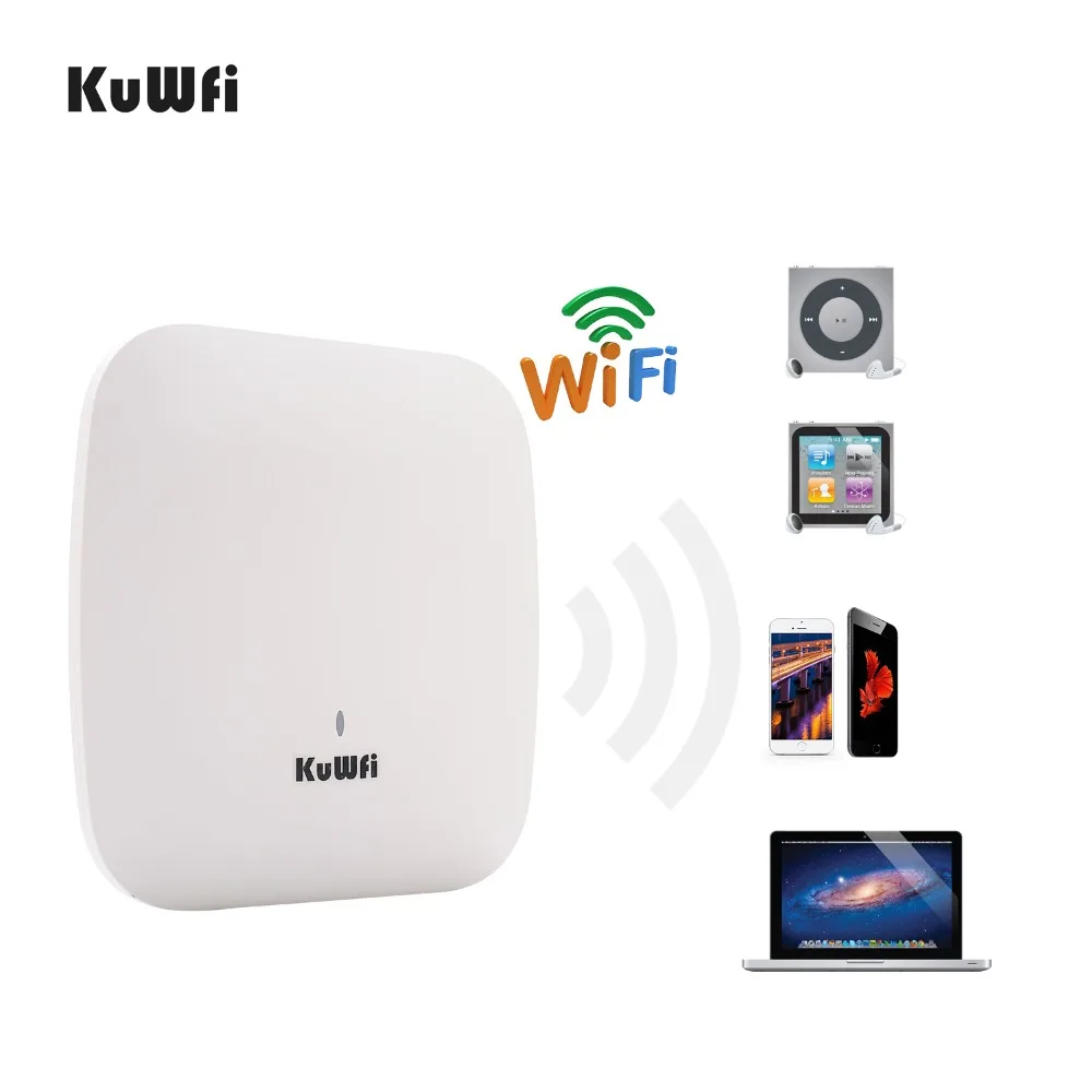 

KuWFi 2.4G 5G High Performance 1200Mbps Indoor Ceiling Wireless AP Managed Ceiling-Mount AP Support 32 End Users Plug And Play