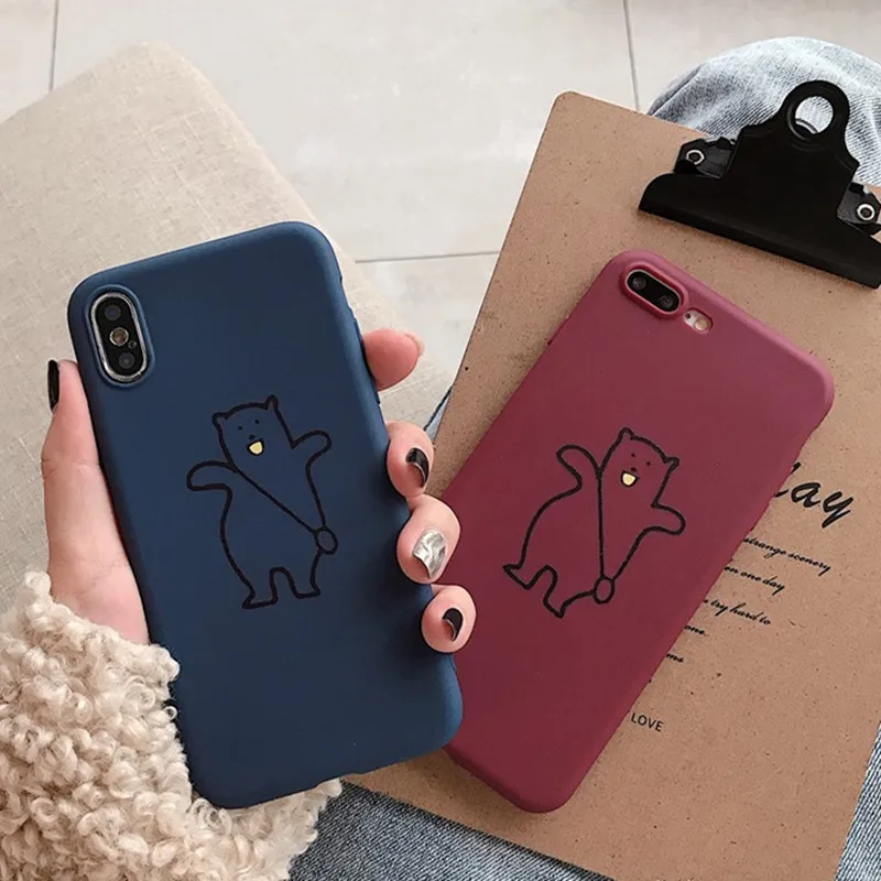 

Matte Cute Bear Print Cover Case For Xiaomi Redmi Note Mi A1 A2 4A 4X 5 5A 5X 6 6A 6X 7 8 8SE 9 9SE Lite Pocophone F1 Soft Funda