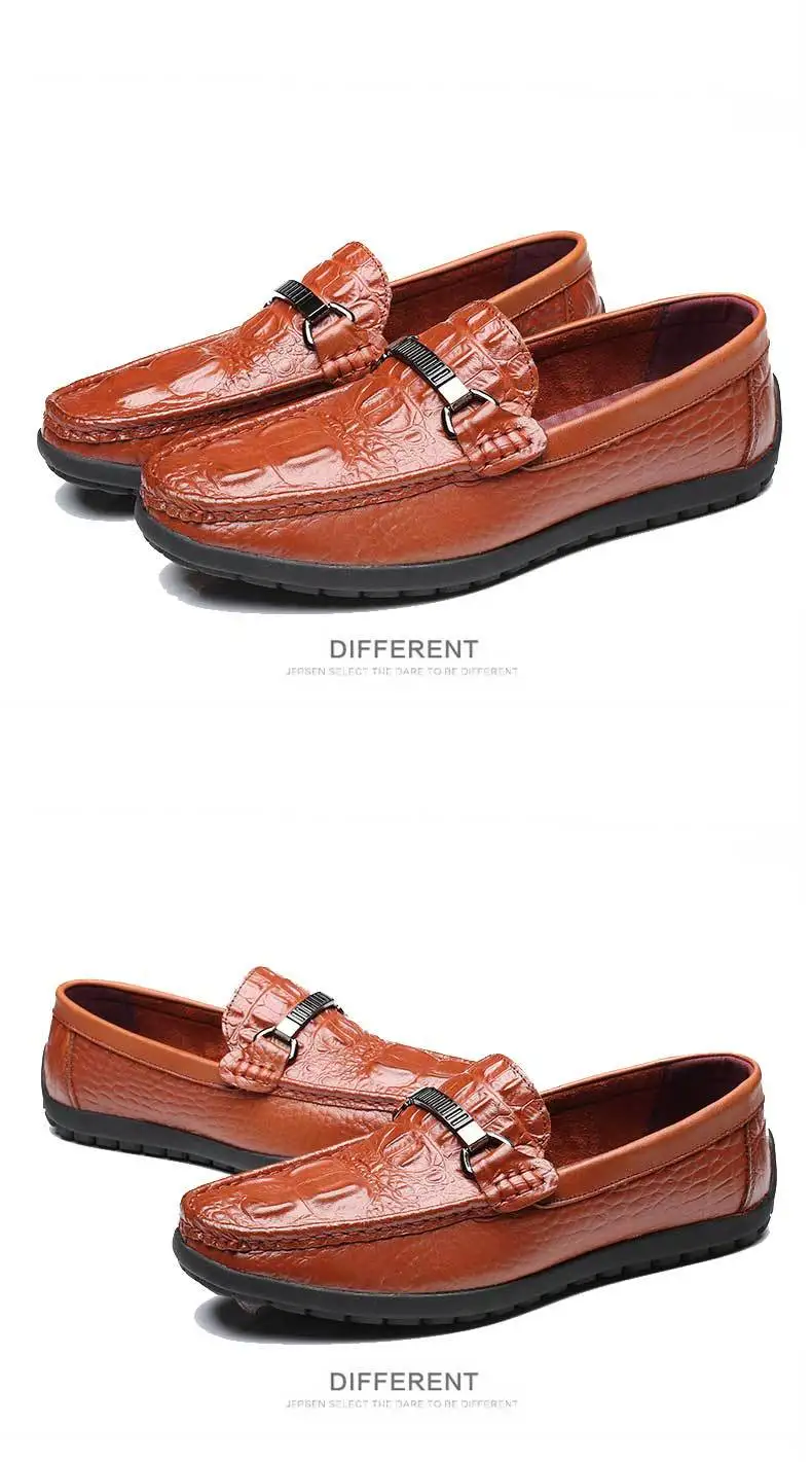 Мужские лоферы с узором «крокодиловая кожа», обувь из натуральной кожи, мужская повседневная обувь, мужская обувь на плоской подошве