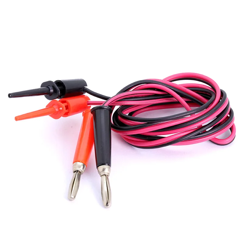 1pc 4mm Banana plug cable to Dual Big Hook Clip Test Probe Cable Leads Alligator clip black&red 1 meter long