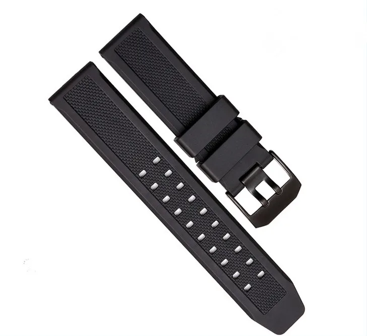 1PCS 23mm rubber bands watch band watch straps Silicone watch strap black color for luminox watch