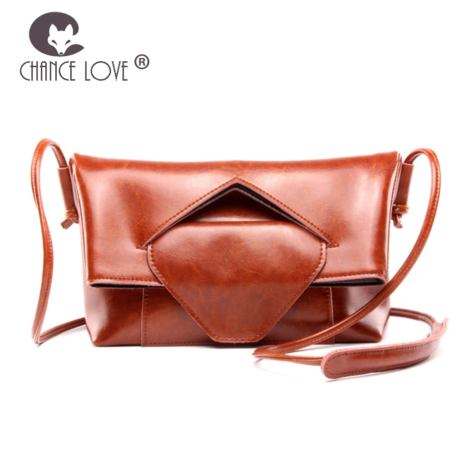 

Chance Love women bag 2018 new Genuine leather handbags fashion triangular hollow out shoulder bag Folded bag Messenger Bags