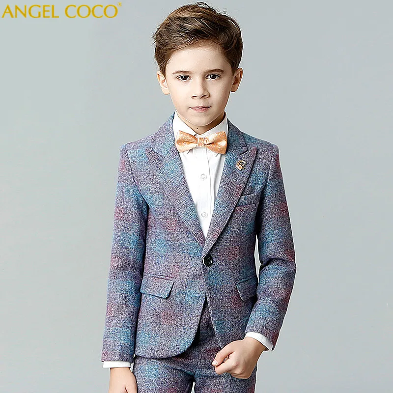

Boy Suit Spring Catwalk Show Host Birthday Costumes Children Suit Men Enfant Garcon Mariage Blue Blazers For Boys Wedding