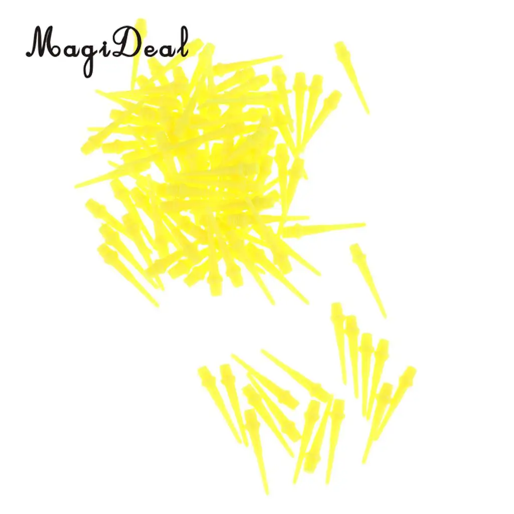 MagiDeal 100 Pieces Dart Soft Tips Points 2BA Standard Darts Needle Yellow