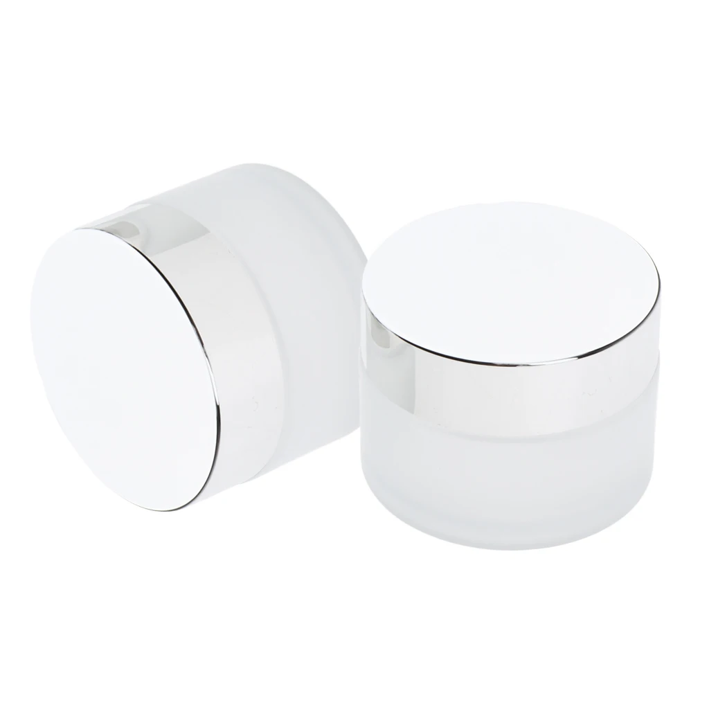 2 Pieces Empty Glass Cosmetic Jar Travel Portable Bottles Lotions Oils Jars Translucent Glass for Powder Foundation Liquid