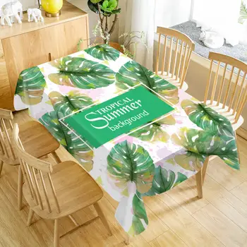 

Custom Tropical Plant Leaves Table Cloth Oxford Print Rectangular Waterproof Oilproof Wedding Table Cover 100X140cm,140X250cm