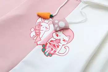 Kawaii Bunny Ear Pink & White Sweater 4