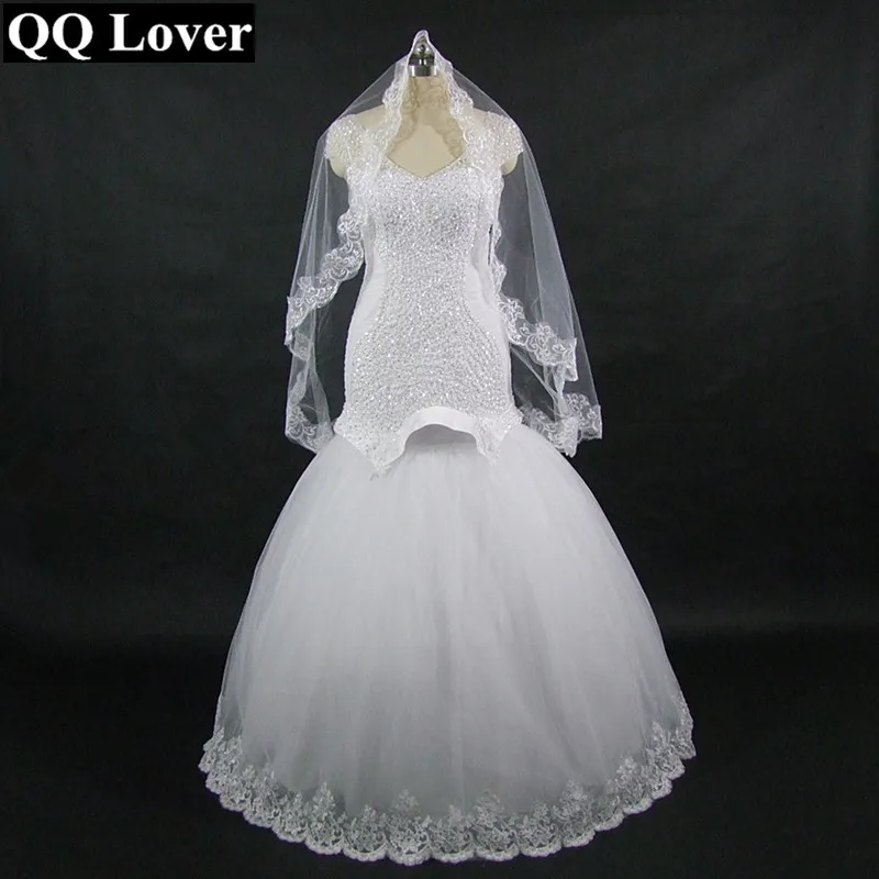 2017 Mermaid font b Wedding b font Dress With Video With Veil Gift Custom made Plus