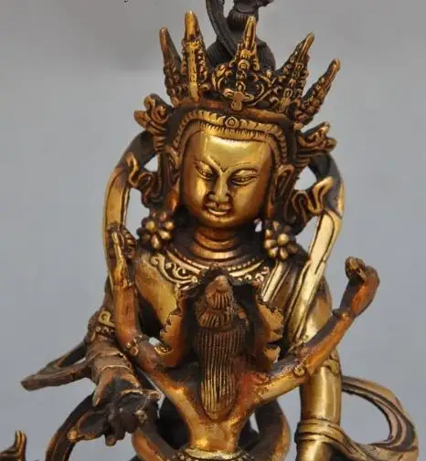 

S1233 Tibet Buddhism bronze gilt Happy Mahakala Hevajra Vajra Phurpa Joy Buddha Statue