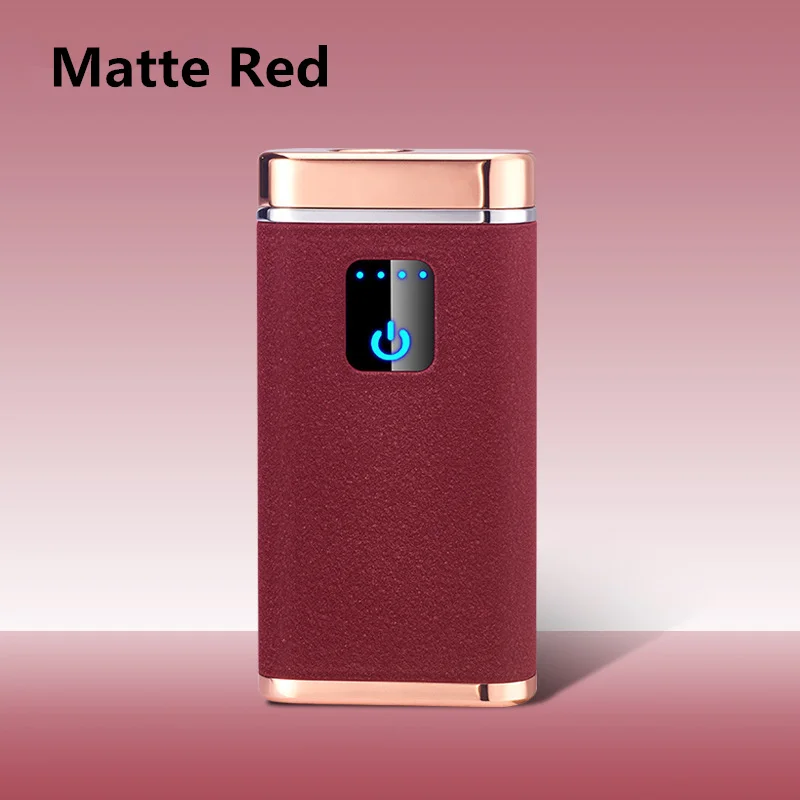 Творческий 2A Мощность банк прикуриватель с светодиодный фонарик Smart Touch Индукционная двойной дуги электронная USB Зажигалка Зарядное устройство Pal - Цвет: Matte Red