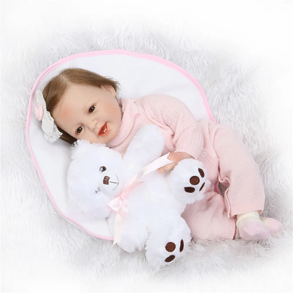 

22"55cm Reborn silicone babies sweet dolls wholesale creative bebe alive Dolls Reborn realistic Handmade DIY Xmas Gifts for sale