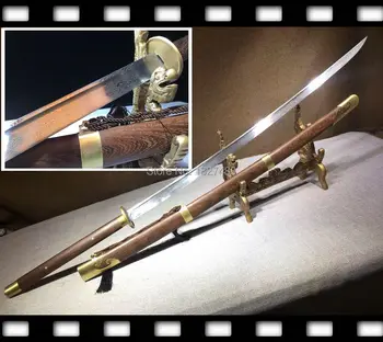 

Chinese Tradition Fighting Knife Miao Dao KungFu Sword Katana Sharp Folded Damascus Steel Blade Handmade Full Tang Battle Ready