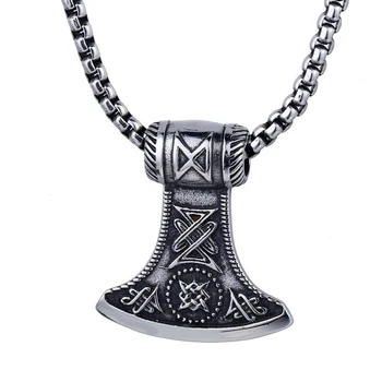 

Men Jewelry Norse Viking Thors Hammer Pendant Necklace For Men Boys Box Chain