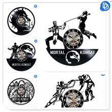 Home Living Decoração Design Moderno de Mortal Kombat 12 polegada Película de Vinil Relógio de Parede Arte Decoração