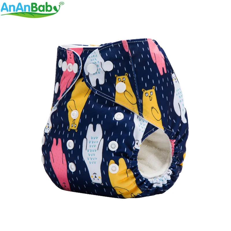 Ananbaby Многоразовые подгузники из ткани Baby Machien Animal Prints карманная ткань подгузник подходит для детей 3-15 кг