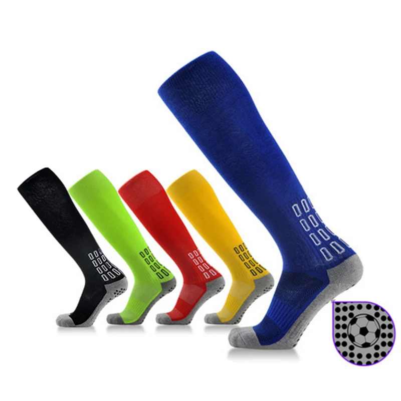 Unisex 10 Colors Sports Anti skid Soccer Socks Cotton Long Thick