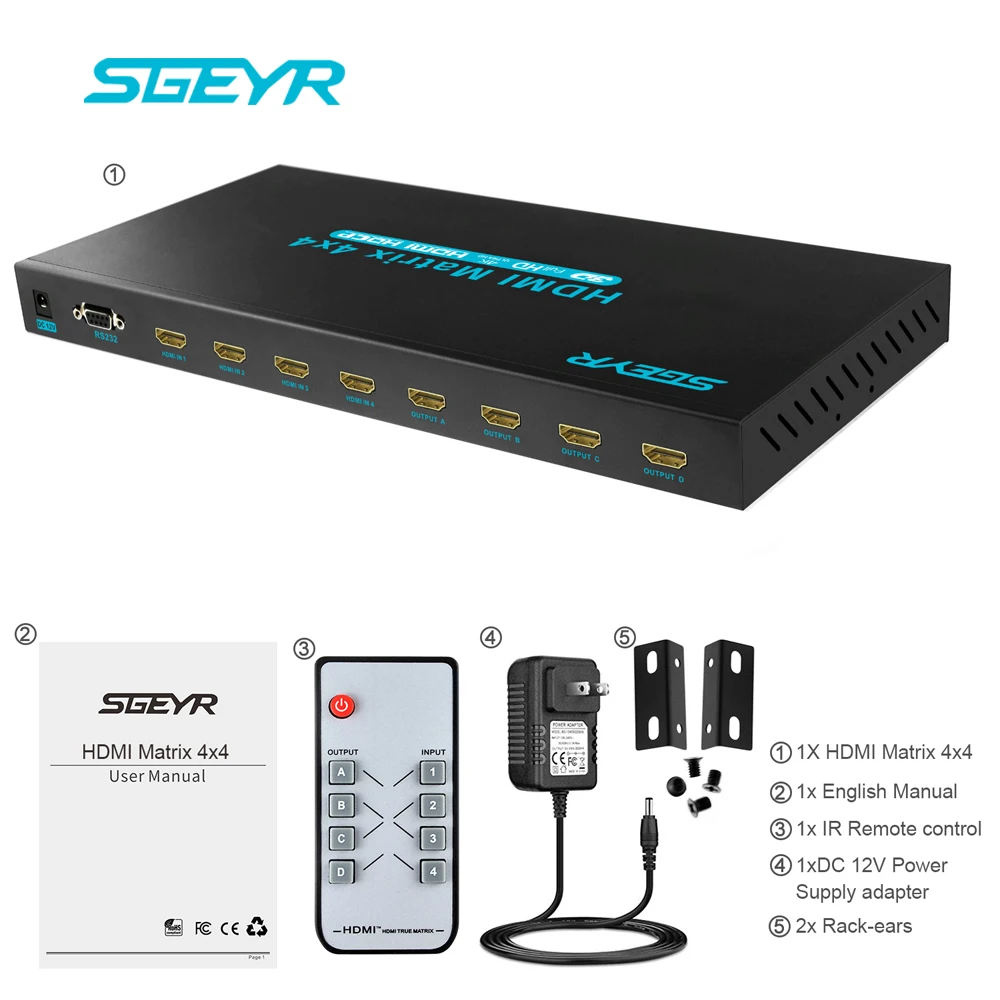 Матричный коммутатор 4K x 2K HDMI Matriz 4x4 сплиттер 4 входа выхода 1 переключатель 1080P с ИК