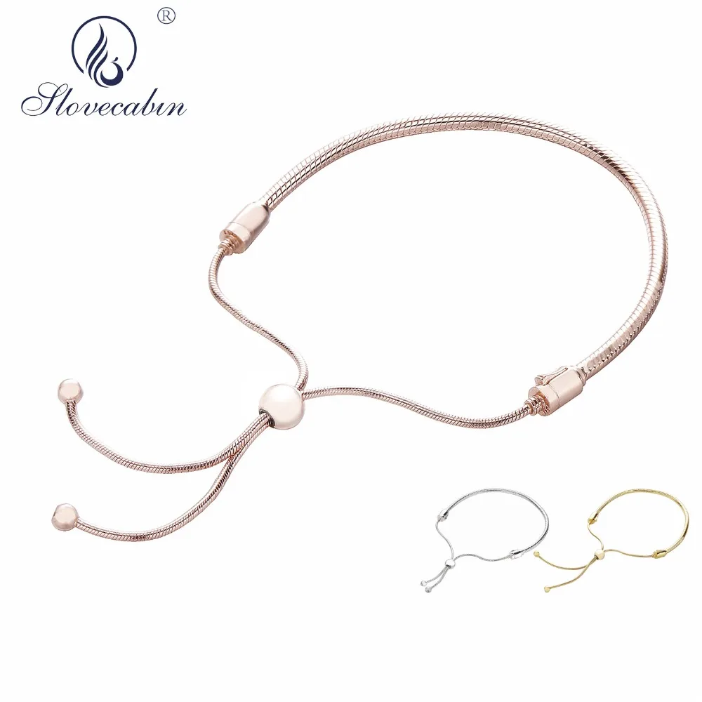 Lovecabin 925 стерлингового серебра скользящий браслет, прозрачный CZ регулируемый браслет Femme День Святого Валентина дружбы ювелирные изделия