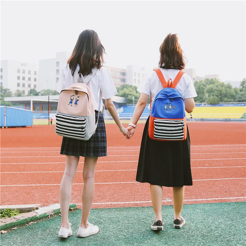 Menghuo School Backpacks for Teenage Girls Emboridery Women Canvas Backpack Female Cute Japan and Korean Backpack Travel BagsXYCE5925