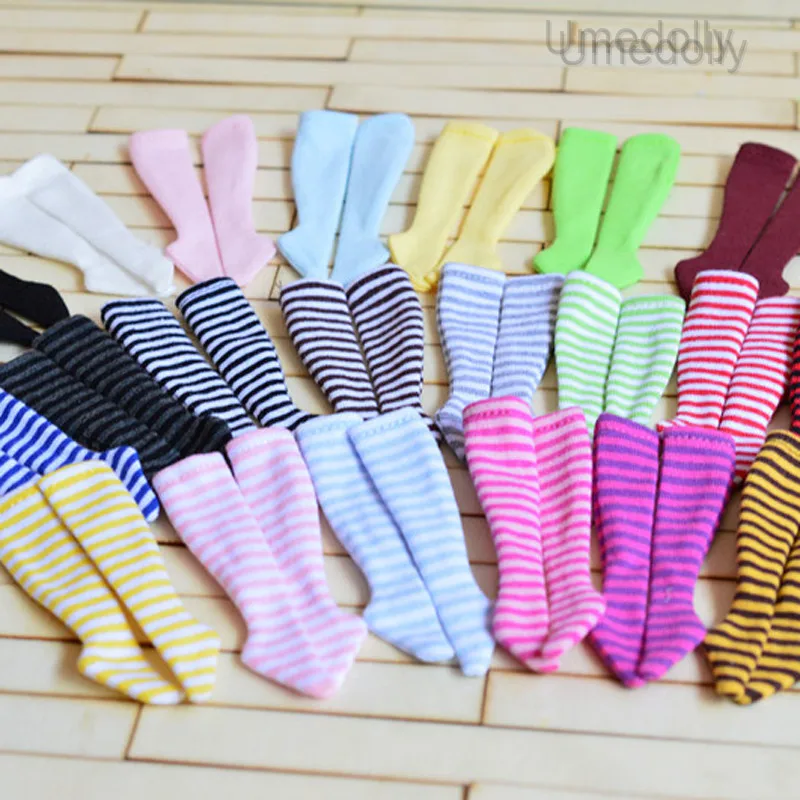 1 пара 1/6 хлопковых однотонных и полосатых чулок для кукол Blyth Pullip Barbi Momoko кула Licca