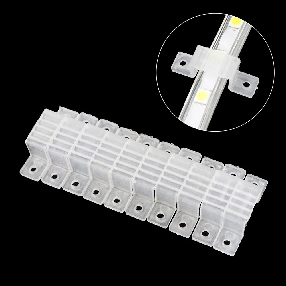 

100pcs/lot 12mm Mounting Clips Connector LED Fixing tools For 220V 5050 2835 3014 LED Strip Light HQ