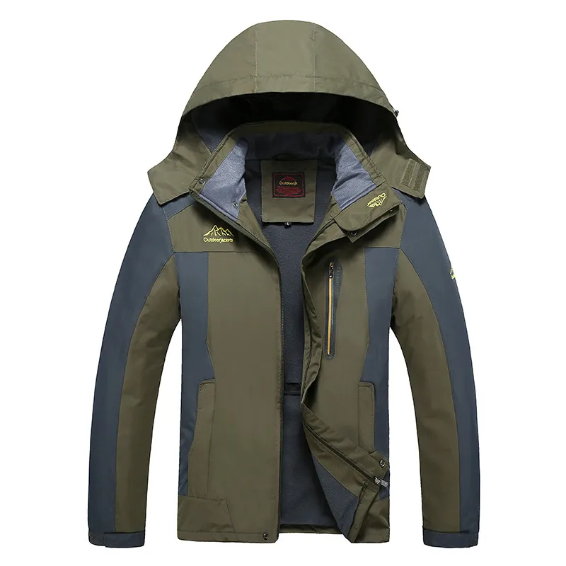 Plus Size 6XL, 7XL, 8XL Casual Jacket Mens Hooded Polar Fleece Waterproof Military Outerwear  Autumn Hiking Windbreaker men