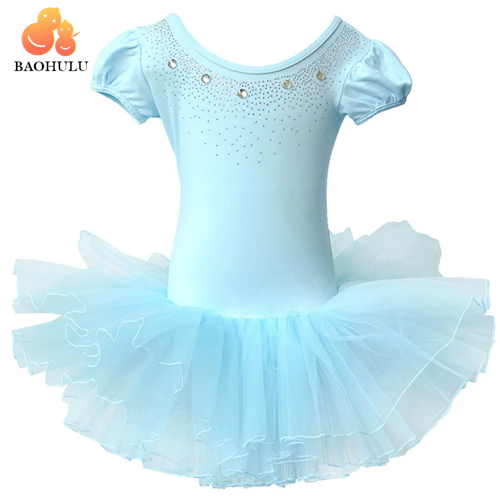 BAOHULU/детское балетное платье с коротким рукавом, жемчужный цветочный танцевальный Купальник для девочек, Костюм Балерины, балетная пачка, детская одежда для девочек