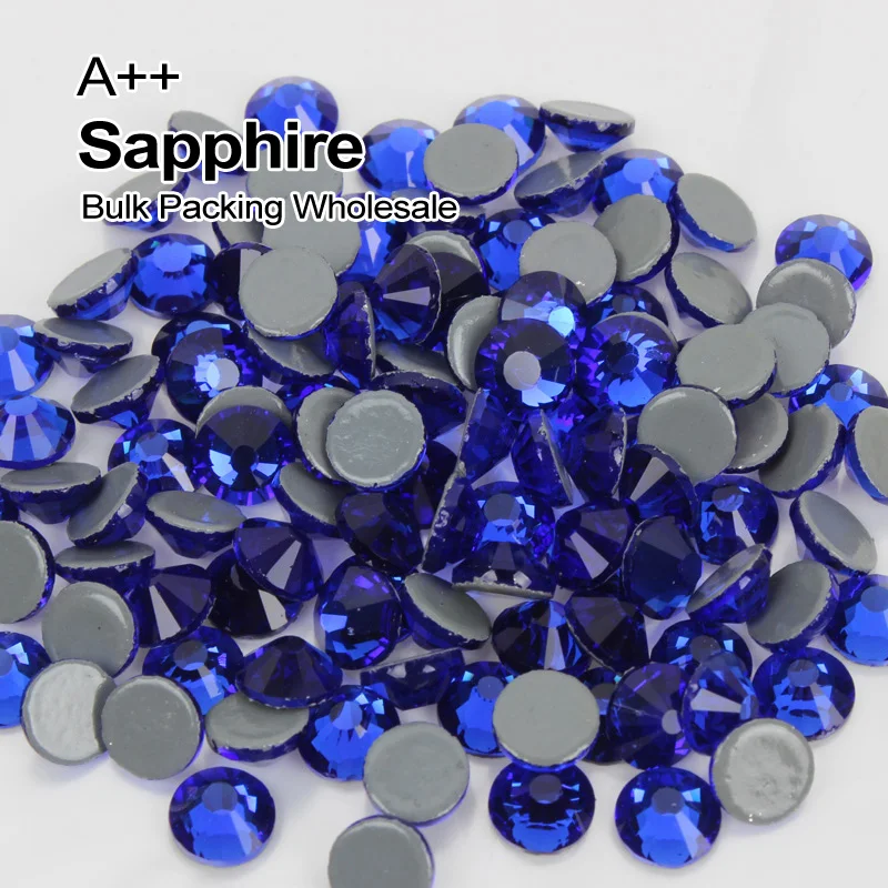 

High quality A++ Sapphire Hotfix Rhinestones SS6-SS30 Bulk Packing Wholesale Used For Clothe accessories Decoration