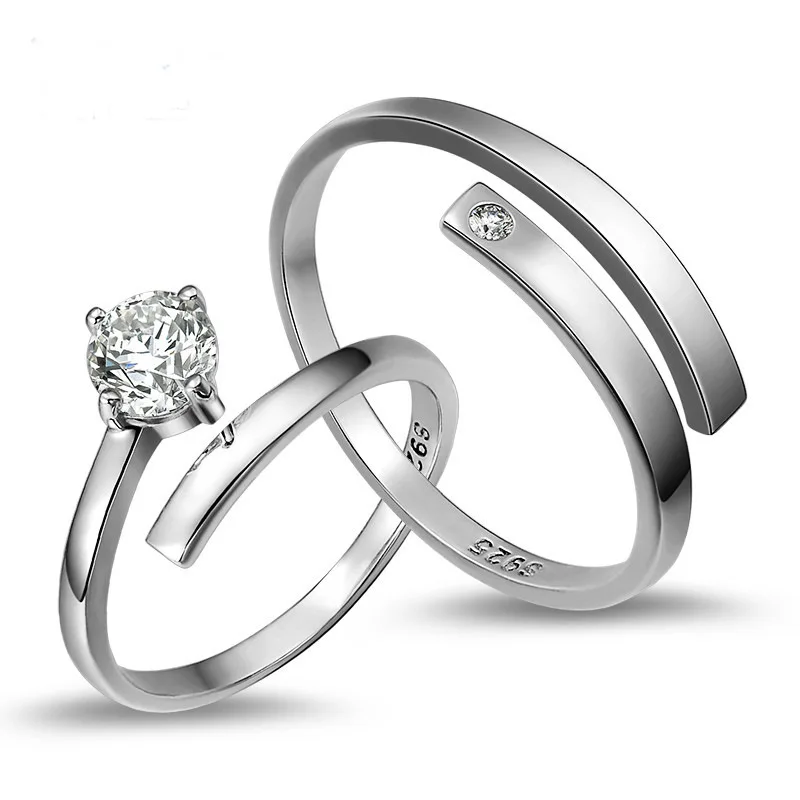Подлинная 925 серебро обручение кольцо Мода Стерлингов Серебряные Кольца для женщин мужчин браслет обручальное кольцо обещание кольцо