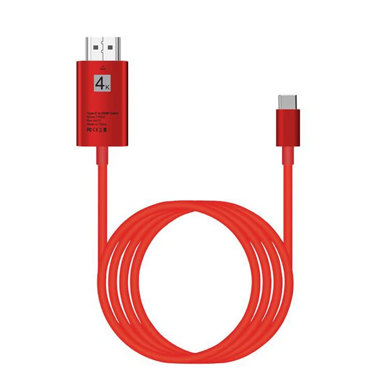 USB C HDMI кабель Тип C к HDMI кабель 4 К конвертер мужской 1080 P кабель для MacBook ТВ проектор USB-C 3,1 к HDMI адаптер - Цвет: Красный