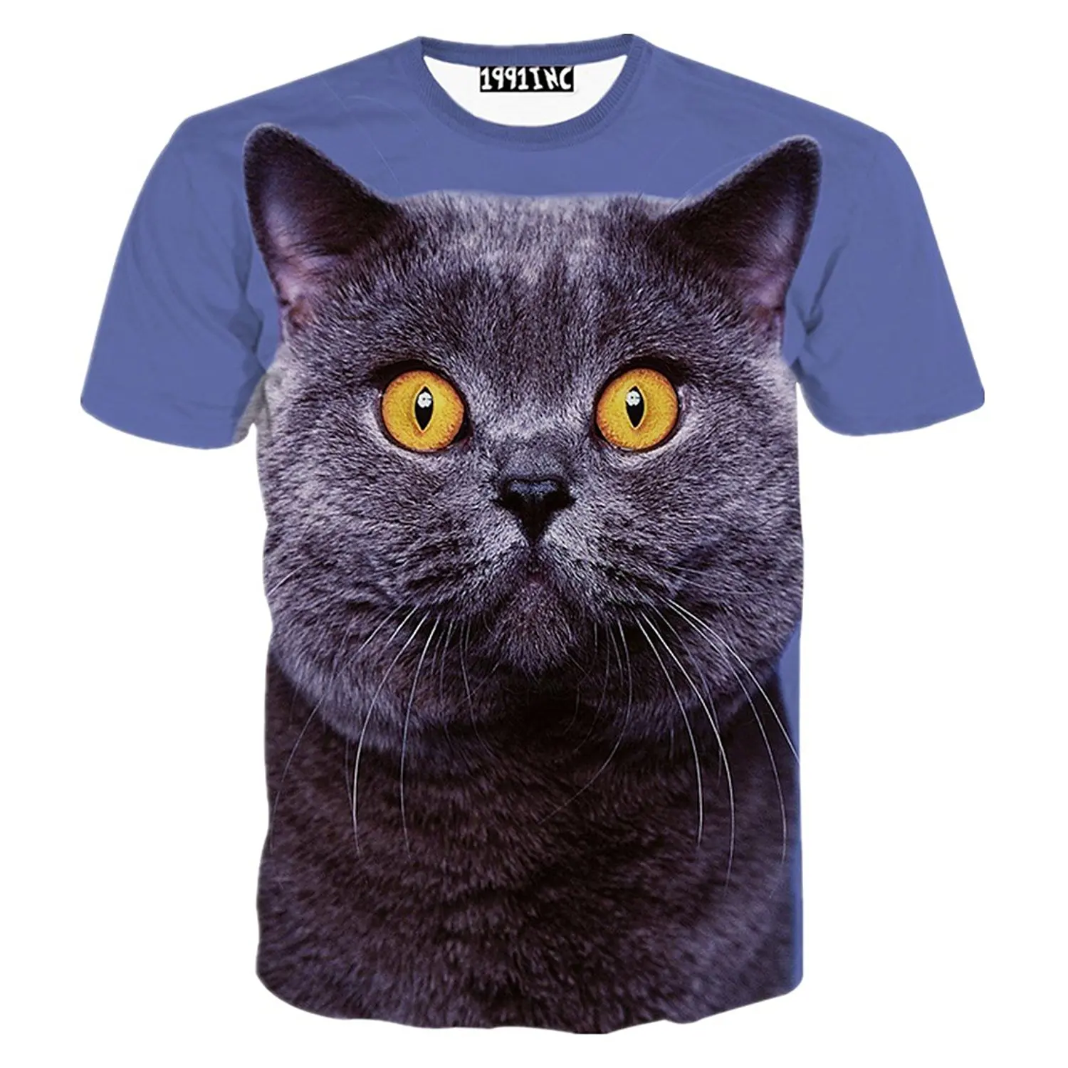 Men's Fashion Hip Hop Style T Shirts Realistic Fat Cat 3D Print Cotton