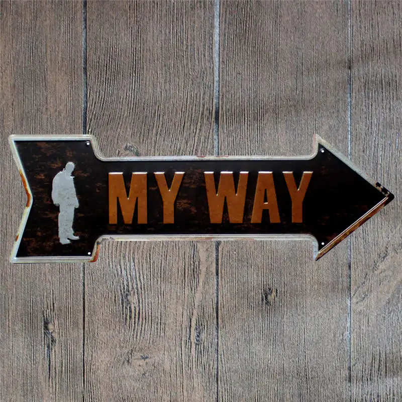  Retro Arrow Shaped Metal Tin Signs Exit Open Signboard Hanging Welcome Sign Garage Bar Coffee Beer 
