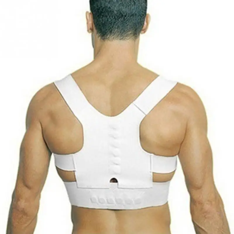 Регулируемая Магнитная поддержка осанки Корректор боли в спине бандаж пояс фитнес аксессуар - Цвет: Белый