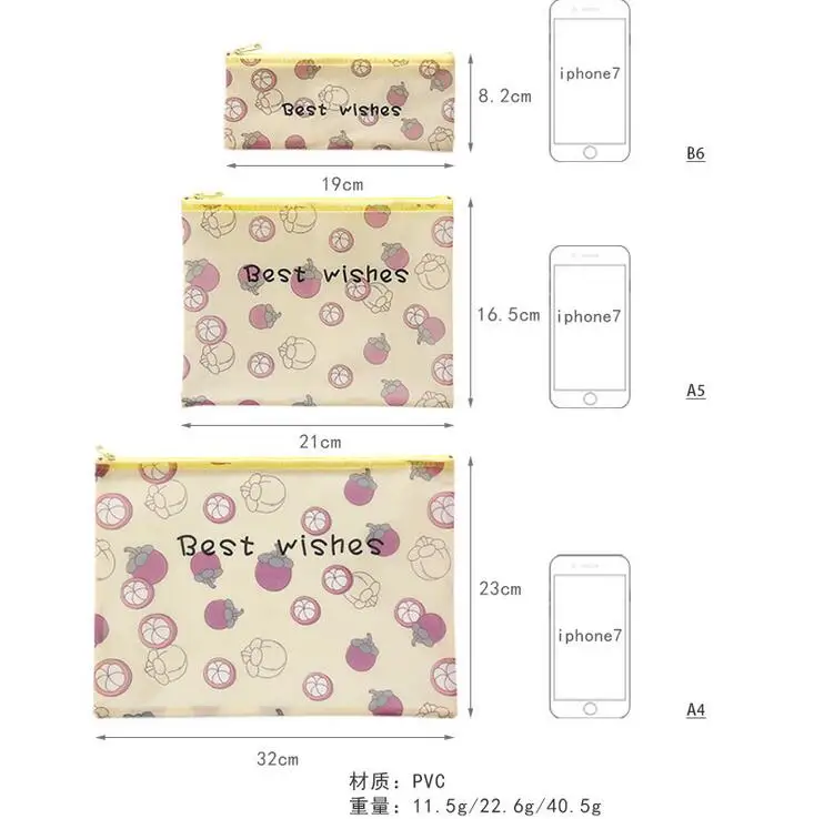 B6 A4 A5 фрукты чудесный день прозрачный ПВХ Сумка для документов папка канцелярские принадлежности Органайзер