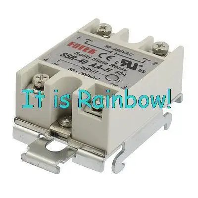 

Free Shipping 35mm DIN Rail Mount AC Control 40A Solid State Relay SSR SSR-40AA-H 80-280V