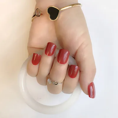Вино красное удлиненные шпильки черные белые накладные ногти предварительно спроектированные изогнутые пресс поддельные ногти на ногтях, включая клей-стикер - Цвет: S27-31