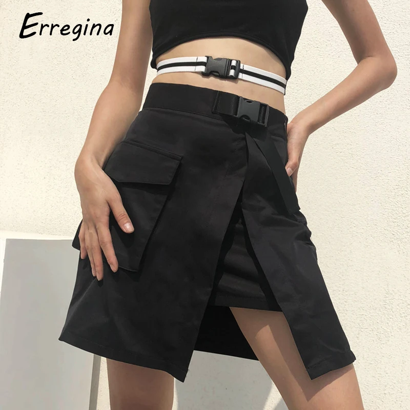 Erregina Harajuku брюки карго мини юбки женские пикантные Высокая талия юбка лето