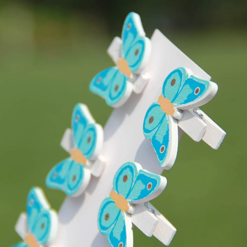 

New Arrival Wooden Butterfly Clip Wooden Clip For Party Decoration 6pcs
