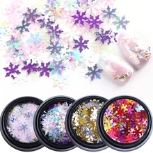 1 коробка для ногтей блестки снежинки Рождественские украшения блестящий дизайн Смешанные цвета 3D наклейки Лак для ногтей TR716