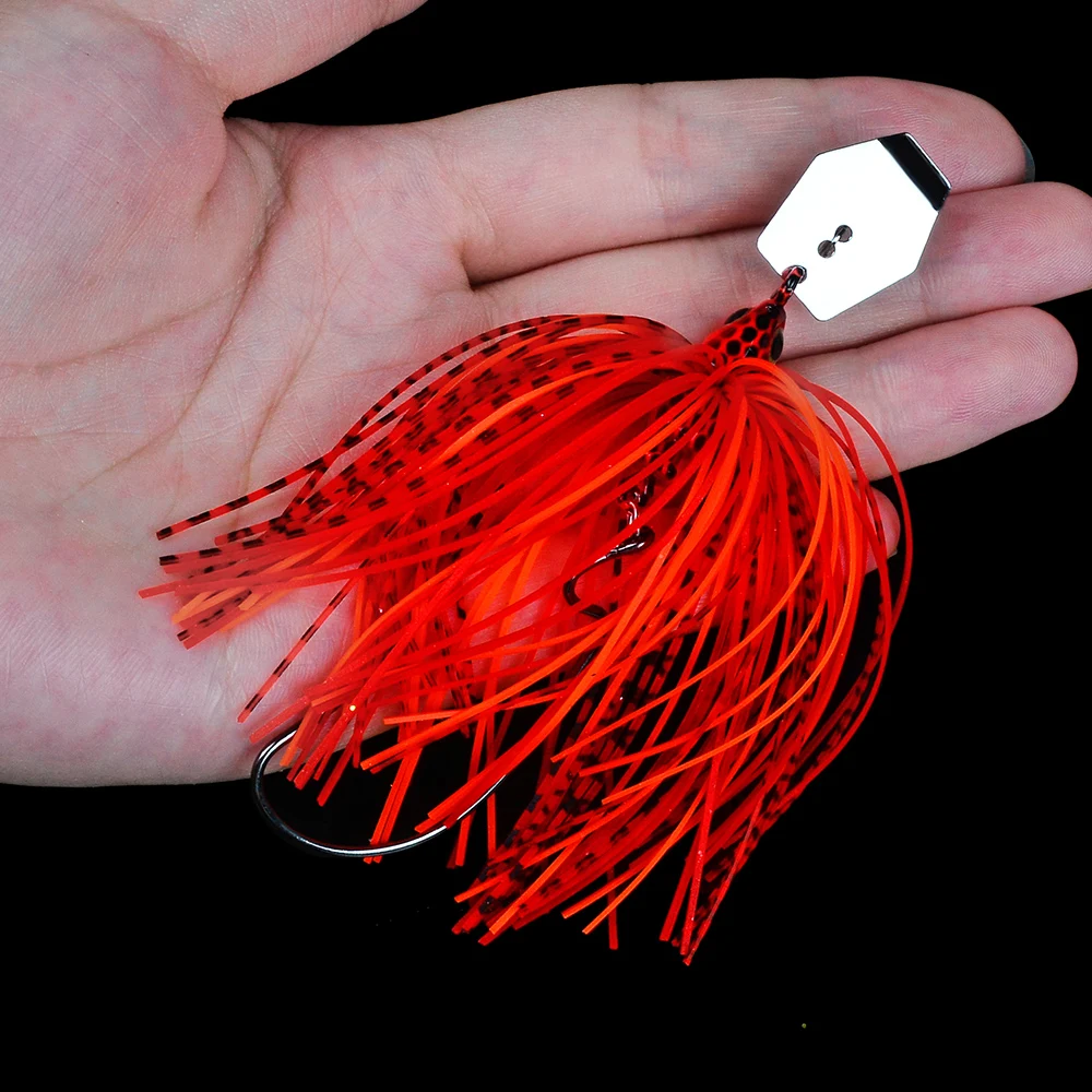 

1PC Fishing Spinnerbait Silicone Skirt Metal Lure Jig Bass Bait Wild Header Lead Hook Sequins