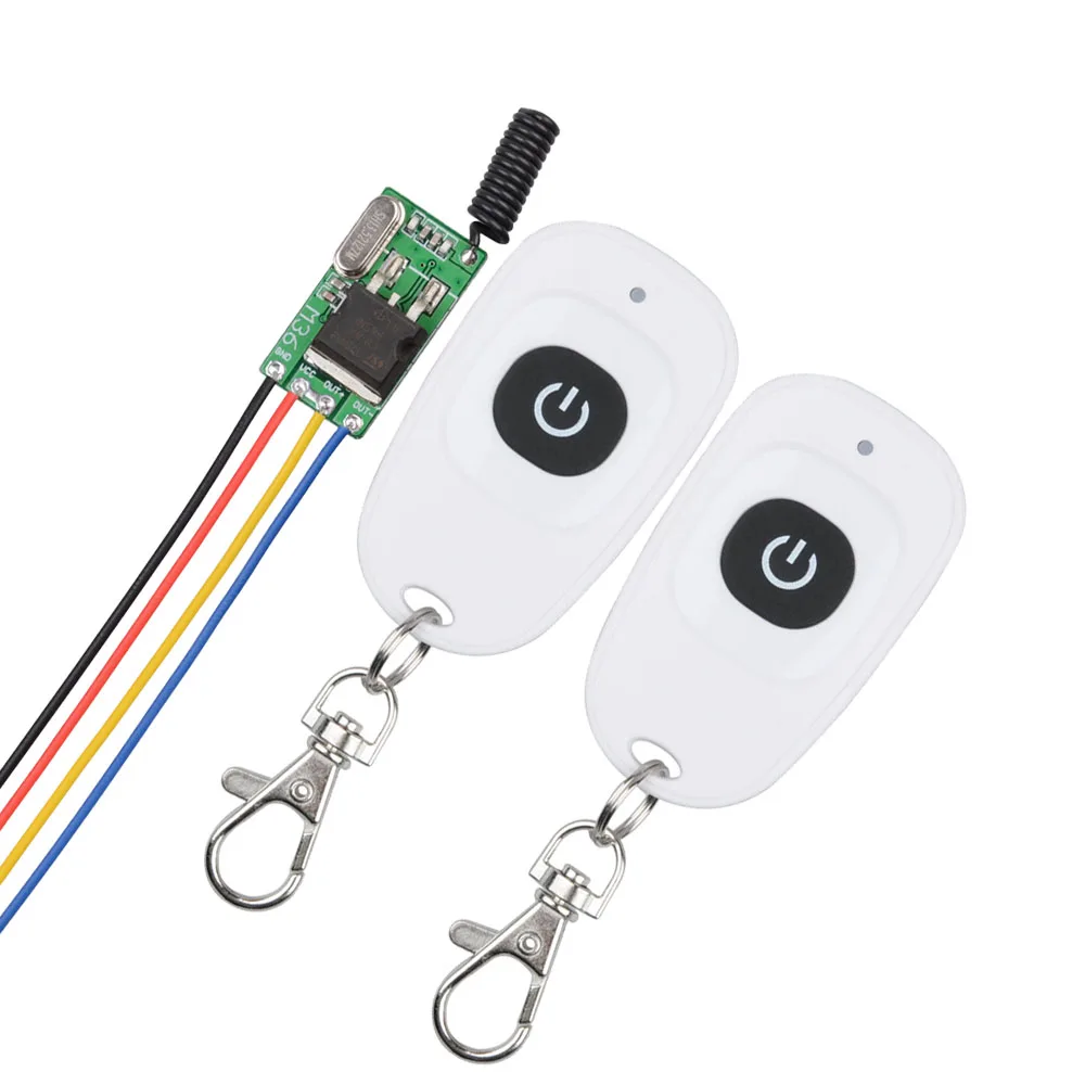 

6V 9V 12V Mini Remote Control Switch RF Small Receiver Transmitter DC6V-36V Power Remote ON OFF Small Switch 5A Learning Code