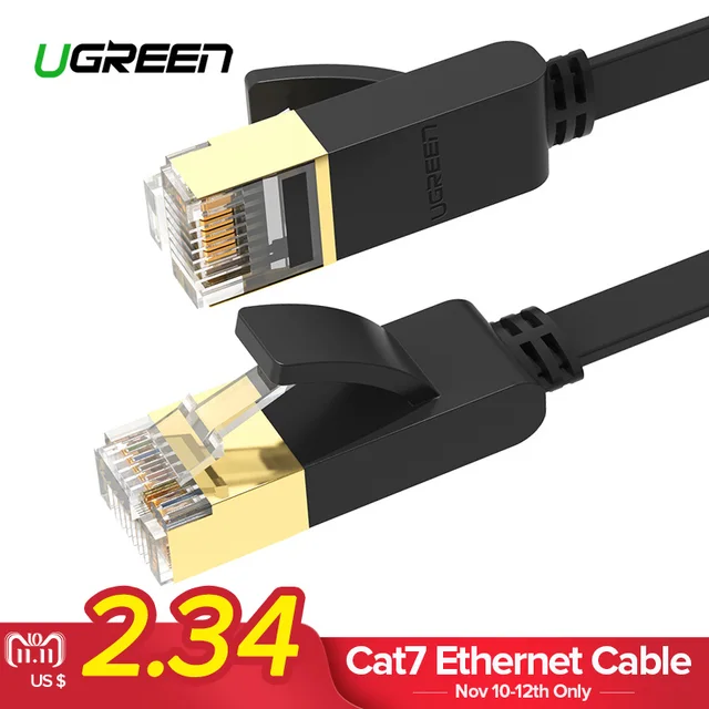 Ugreen Cat7 кабель Ethernet RJ45 Cat 7 сетевой плоский сетевой кабель RJ45 патч-корд 1 м/5 м/ 10 м/20 м для ПК Router ноутбук кабель ethernet