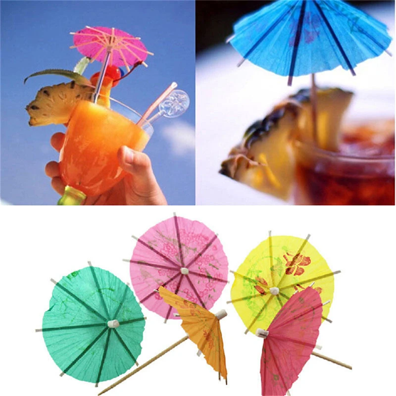 New 50PCS Paper Cocktail Parasols Umbrellas Party Wedding Decoration