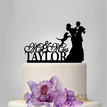 Настоящее Бросился индивидуальный акриловый танцы с вами свадебный торт Топпер/Свадебный стенд/Свадебные украшения/на заказ Топпер 1 собака