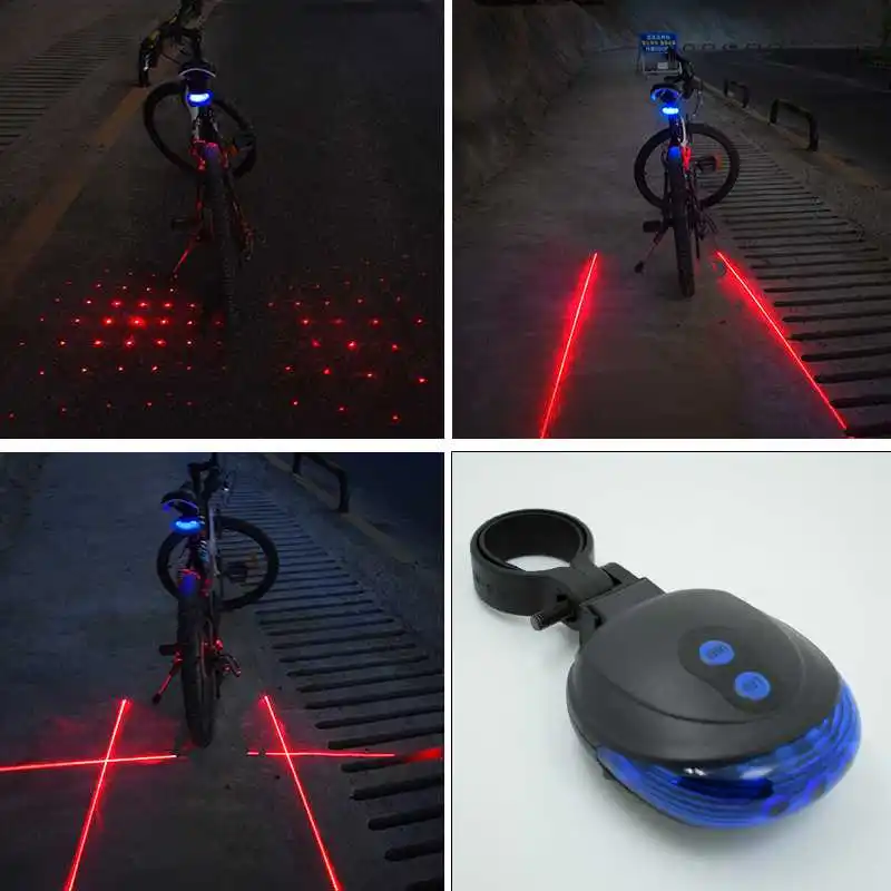Discount 5LED+2Laser Waterproof Led Bycicle Rear Light have 7 Cool Flash Mode Rear Bike Light Safe Light Warning Bicycle Rear Light 5