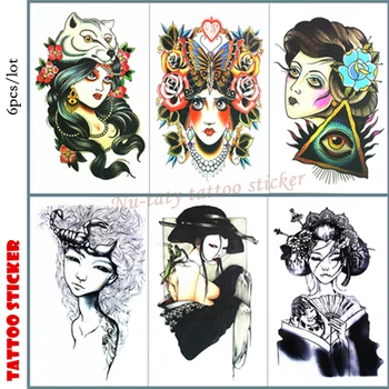 

Nu-TATY Chinese goddess Temporary Tattoo Body Art Arm Flash Tattoo Stickers 12*20cm Waterproof Tatto Henna Fake Tatoo