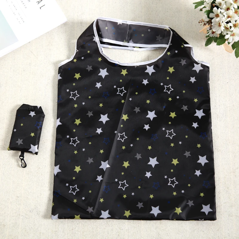 

New Hot Sale Fashion printing foldable green shopping bag Tote Folding pouch handbags Convenient Large-capacity storage bags