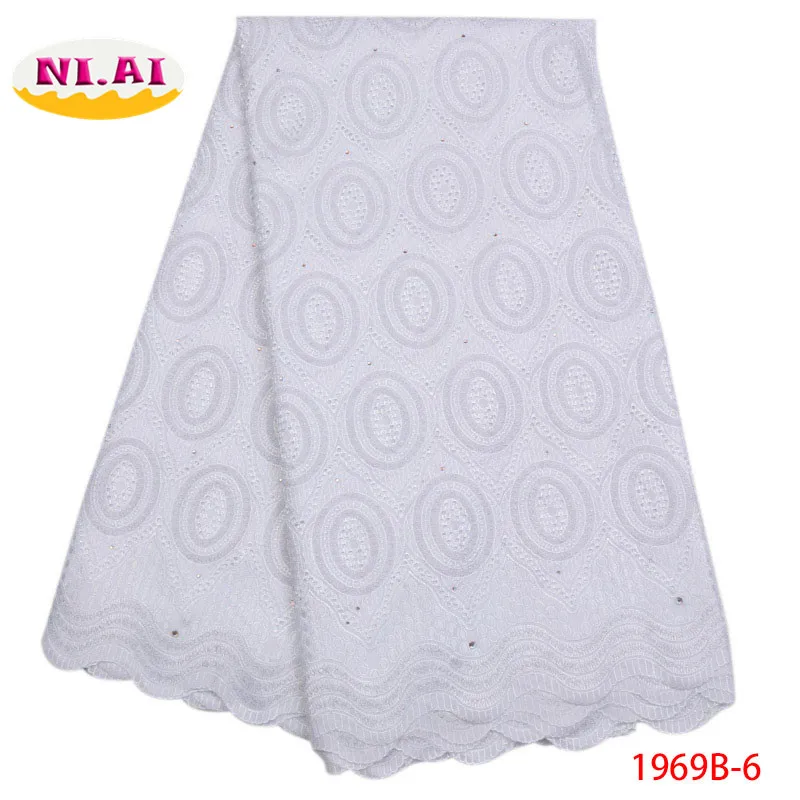 

African Lace Fabric 2018 High Quality Swiss White Cotton Lace Cotton Lace Nigerian Lace Fabrics For Wedding 2018 NA1969B-2